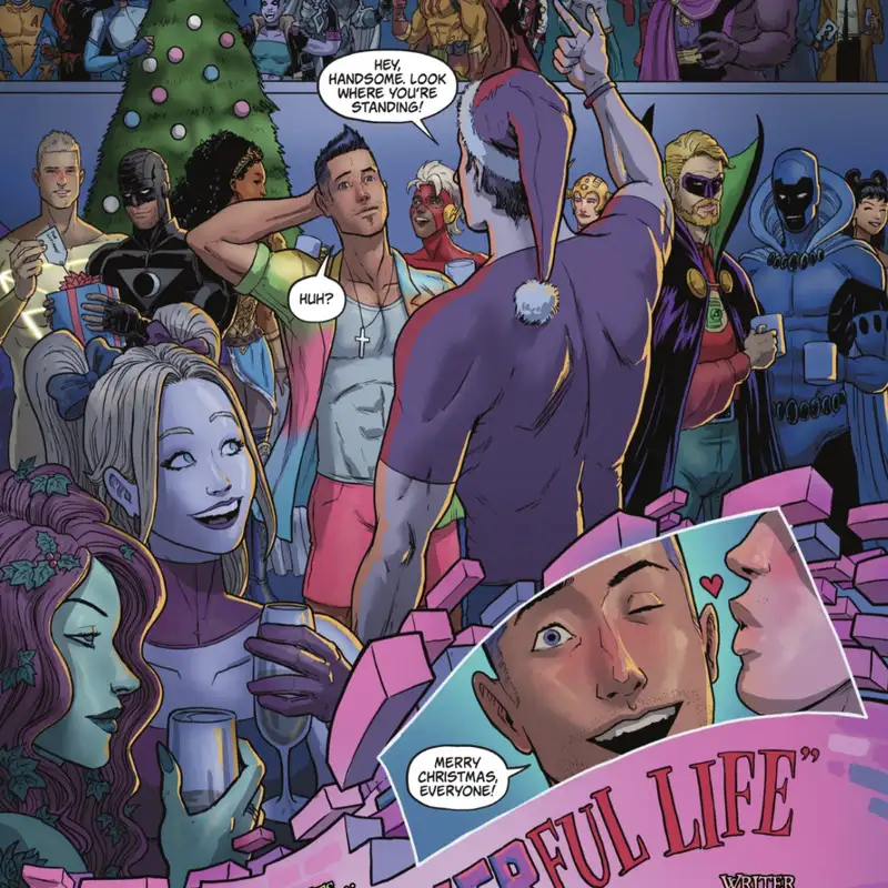 What If Extraño showed Bunker the former Teen Titan a world without him, before heading to a JLQ Christmas party? (from DC Comics 'Twas The Mite Before Christmas 2023 Holiday Special)