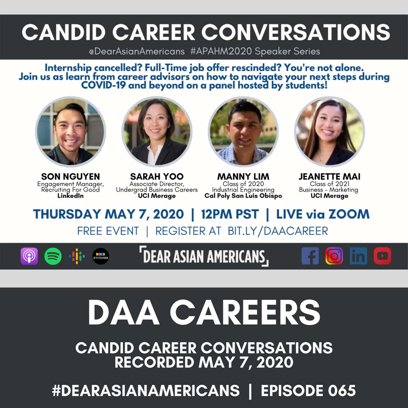 065 // Candid Career Conversations // A DAA Career Chat with Career Professionals from May 7, 2020 episode artwork