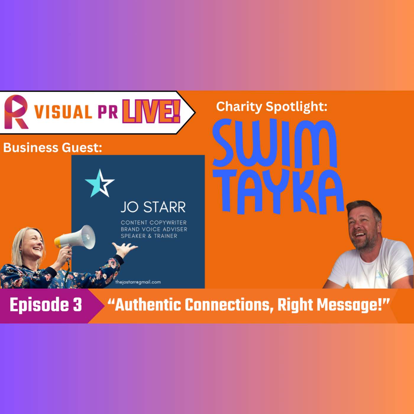 Visual PR LIVE! Ep. 3 – “Authentic Connections, Right Message” – With guests Jo Starr and Bryan Avery Visual PR LIVE! Ep. 3 – “Authentic Connections, Right Message” – With guests Jo Starr and Bryan Avery