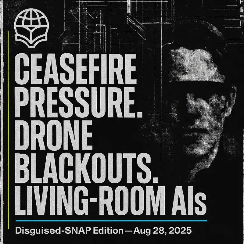 Ceasefire Pressure, Drone Blackouts, and Living-Room AIs
