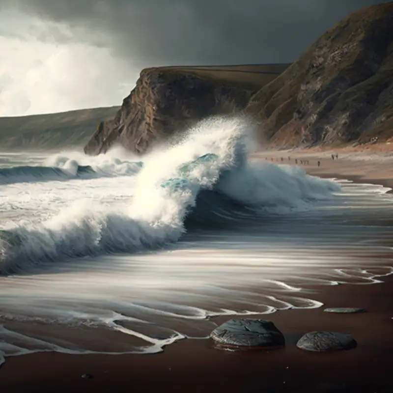 Waves Breaking on a Beach in Wales