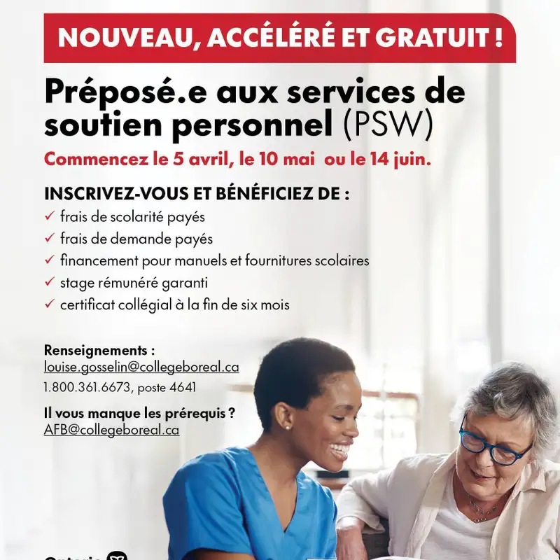 Le Collège Boréal lance une nouvelle formation ACCÉLÉRÉE et GRATUITE pour les futur(e)s PSSP