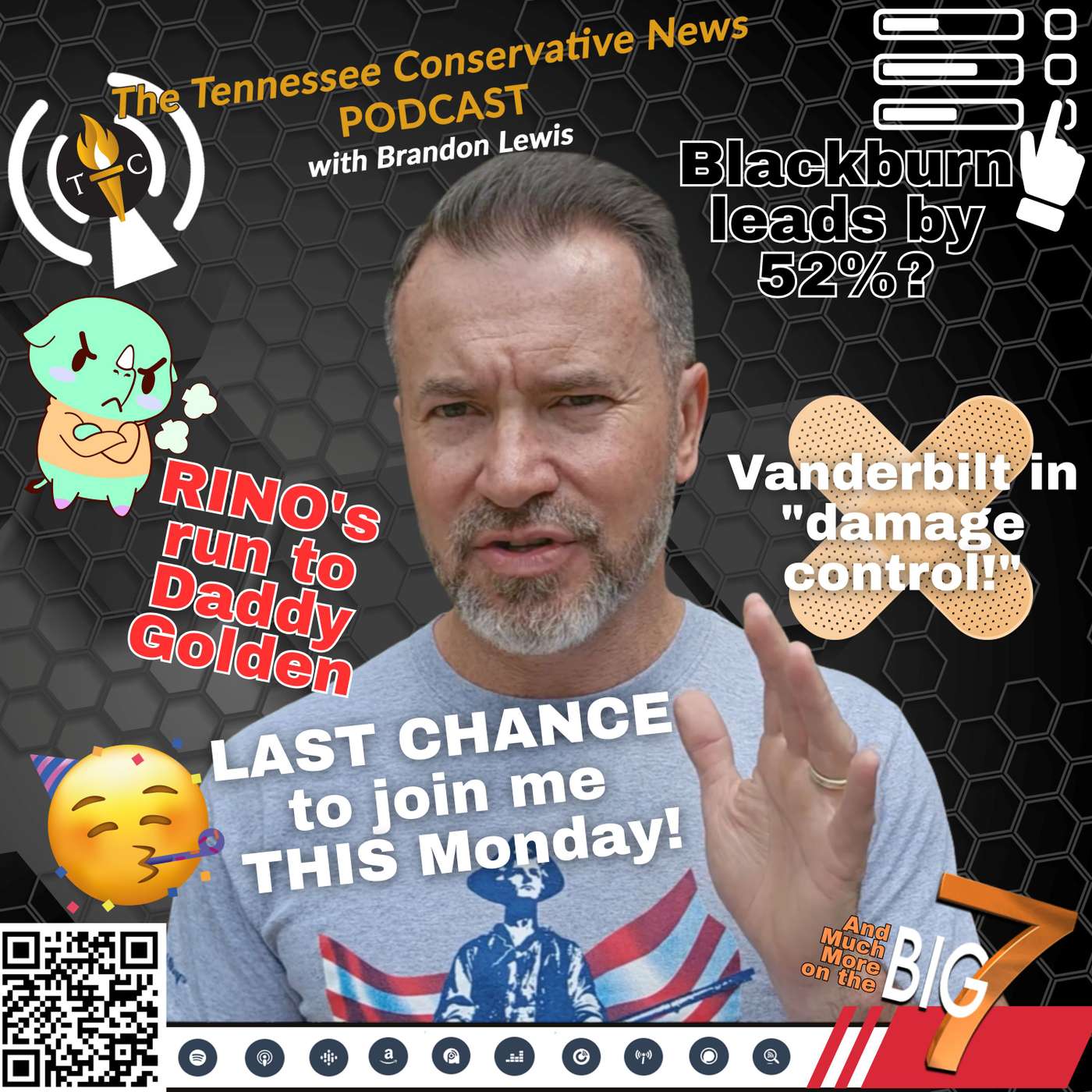 Blackburn Leads By 52%? Vanderbilt In “Damage Control.” RINOs Run To Daddy Golden. The BIG 7!