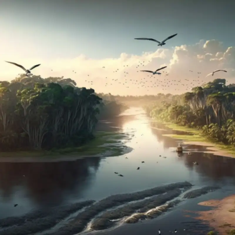 Morning Birdsong on the River in the Amazon Rainforest