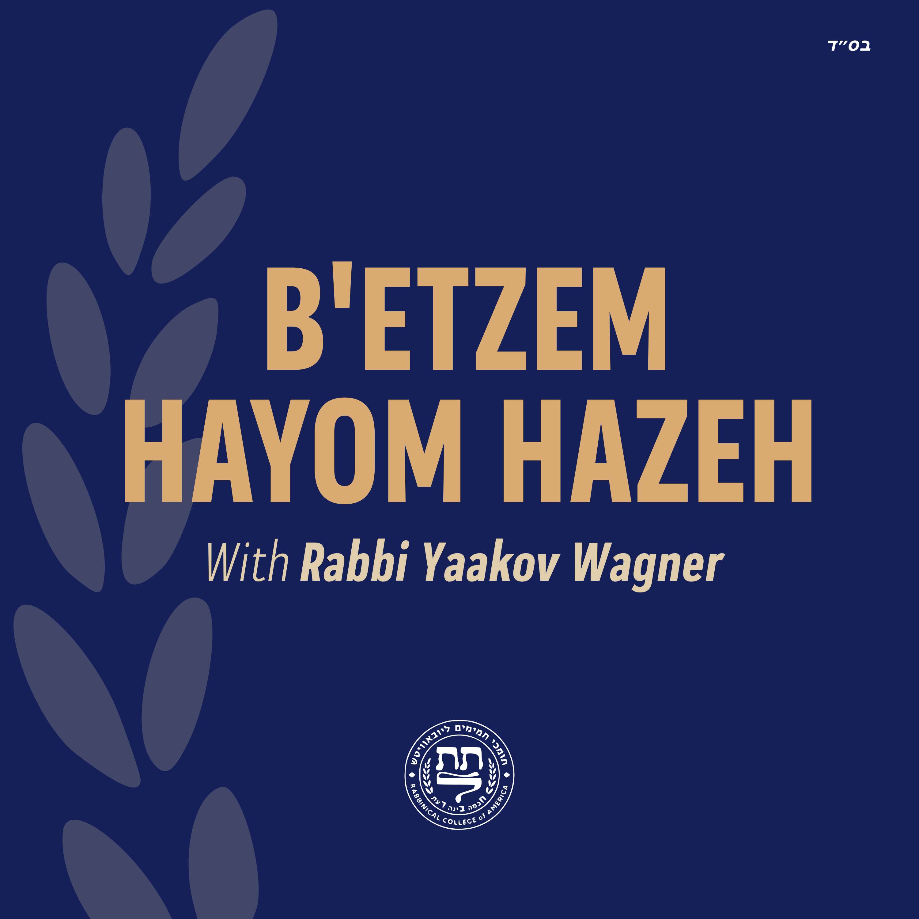 Ma'amer: B'etzem Hayom Hazeh | Rabbi Yaakov Wagner podcast artwork