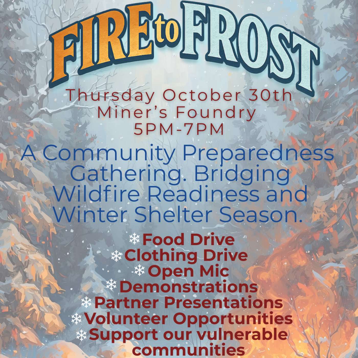 “Fire to Frost” Emergency Weather Shelter Event