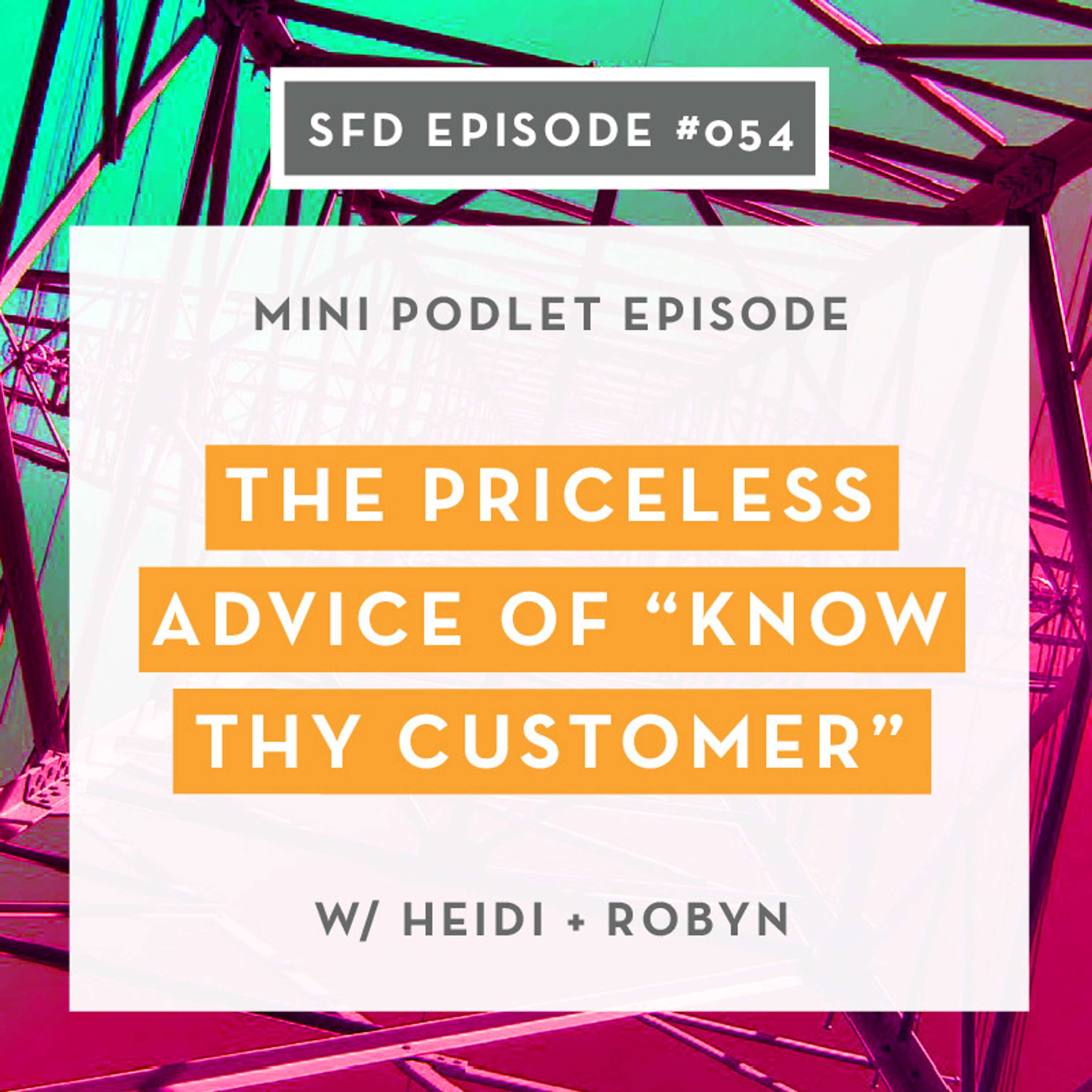 SFD054: Podlet Episode, The Priceless Advice of “Know Thy Customer”