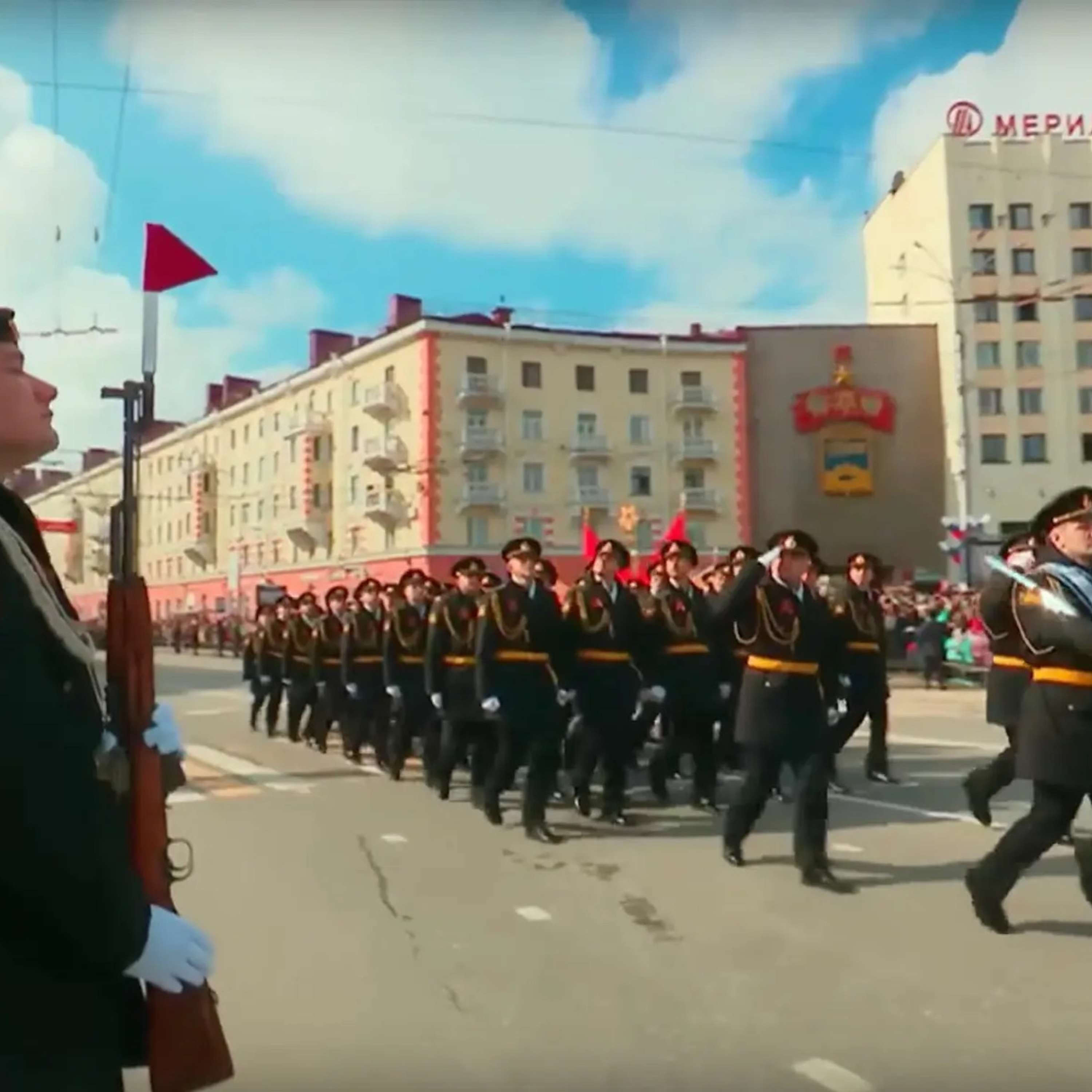 ФСБ, ГУГИ и множество молодых бойцов прошли маршем на параде Победы в Мурманске