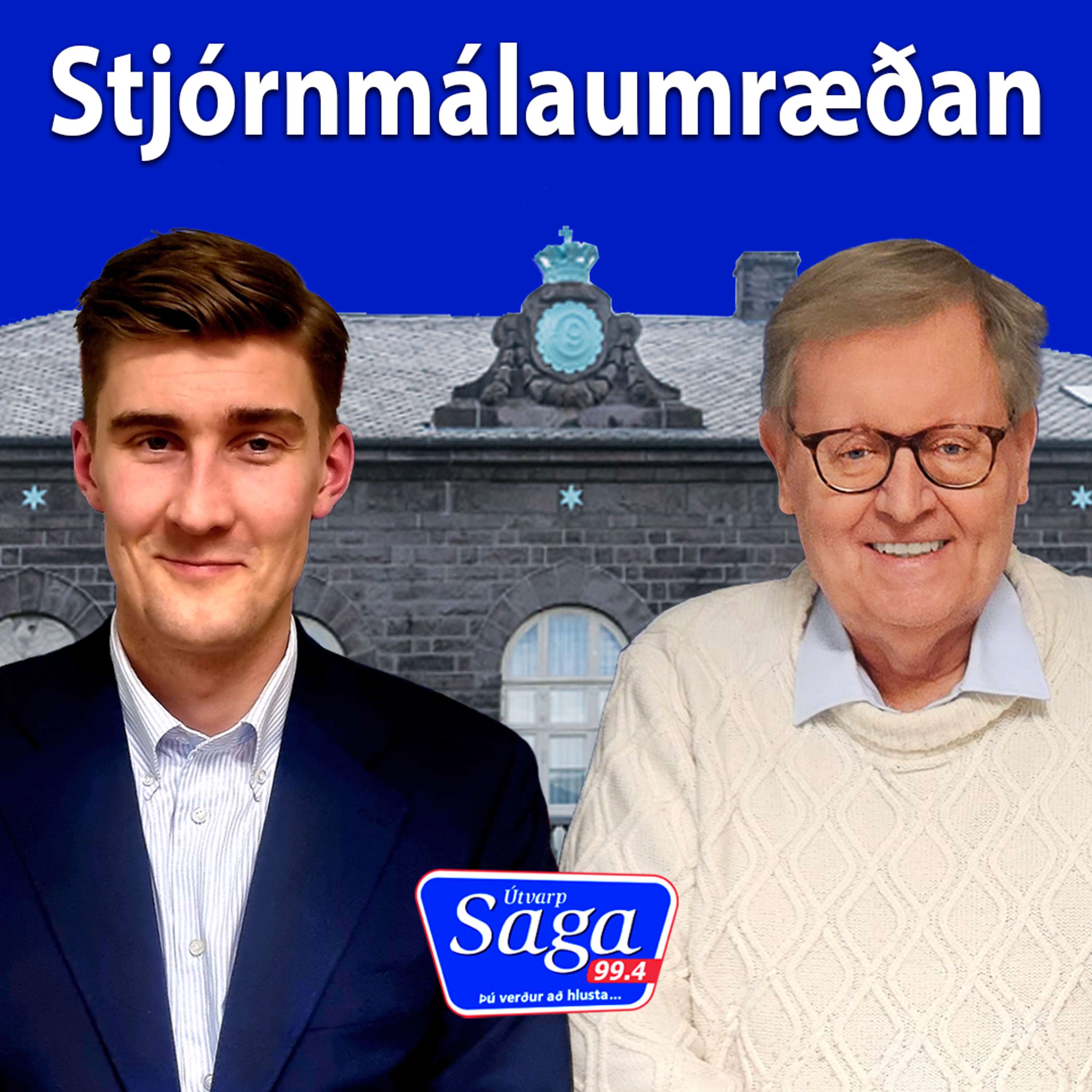 Pétur Gunnlaugsson ræðir við Snorra Másson alþingismaður Miðflokksins