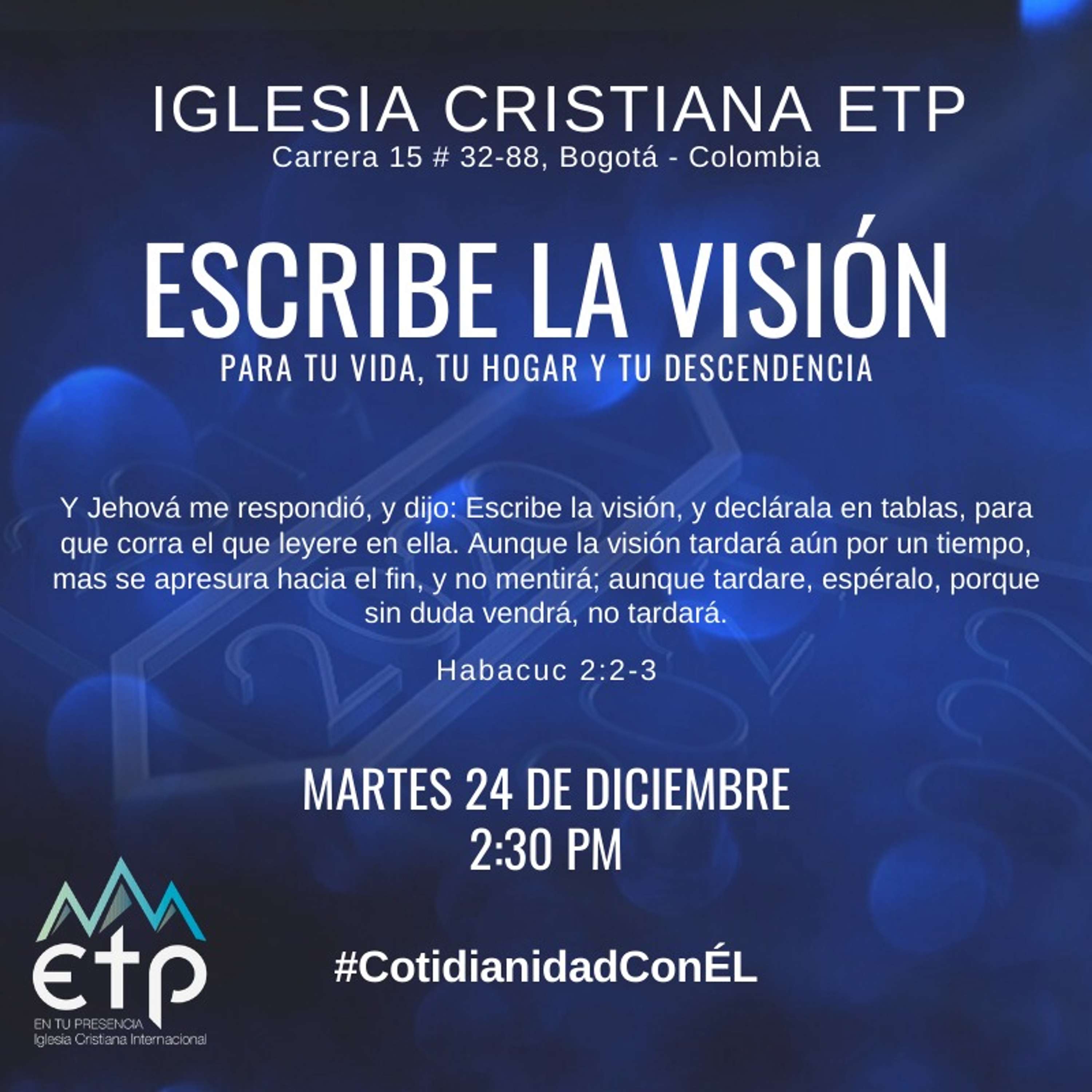 Charlas Pastores Luis Salas y Jeannette Noguera, Iglesia ETP