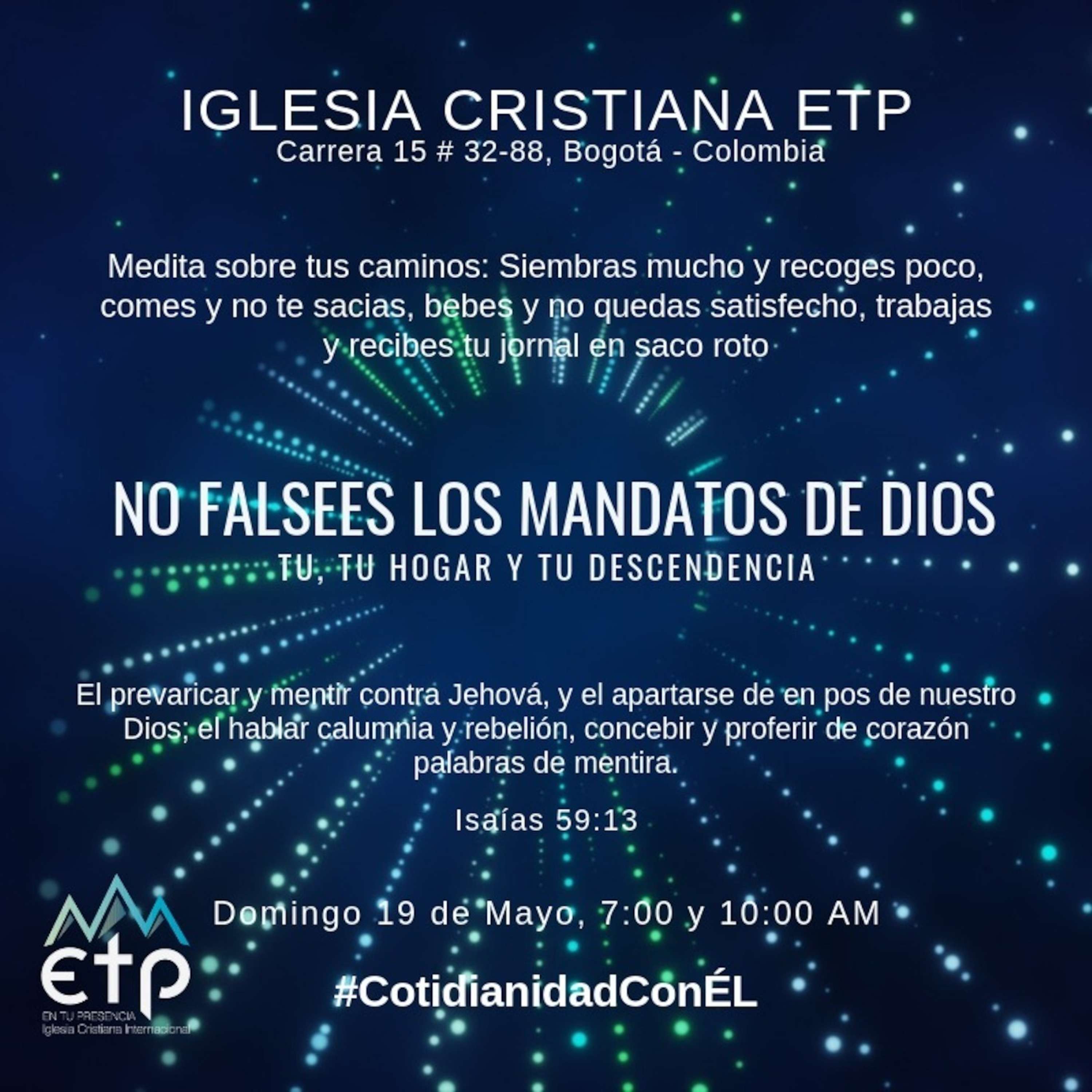 Charlas Pastores Luis Salas y Jeannette Noguera, Iglesia ETP