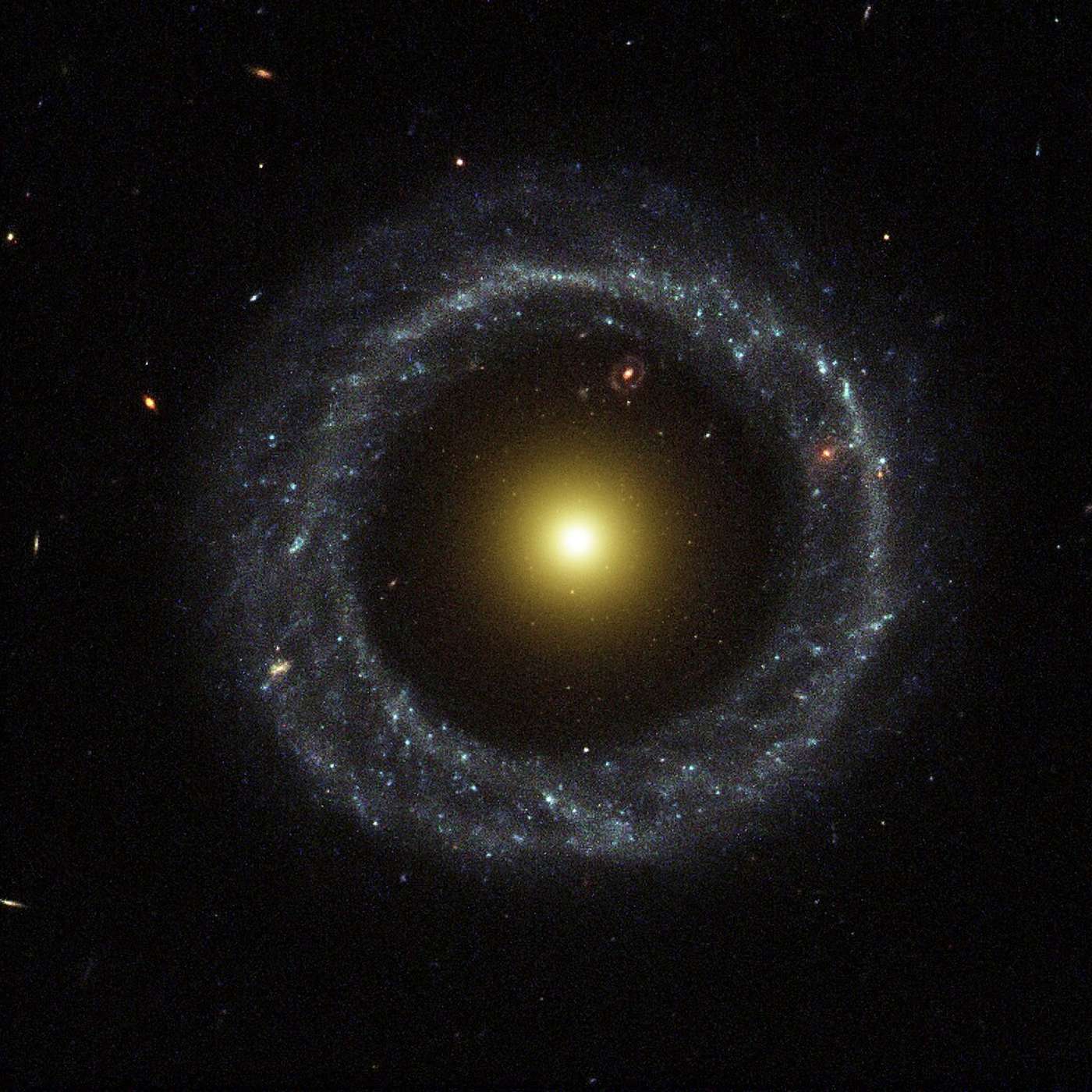 Rare Ring Galaxy Hoag's Object and Perseid meteor shower