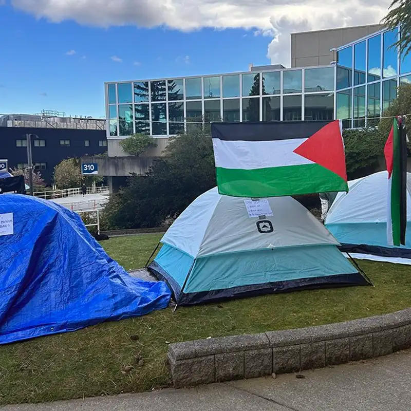 Students set up a pro-Palestine encampment at VIU