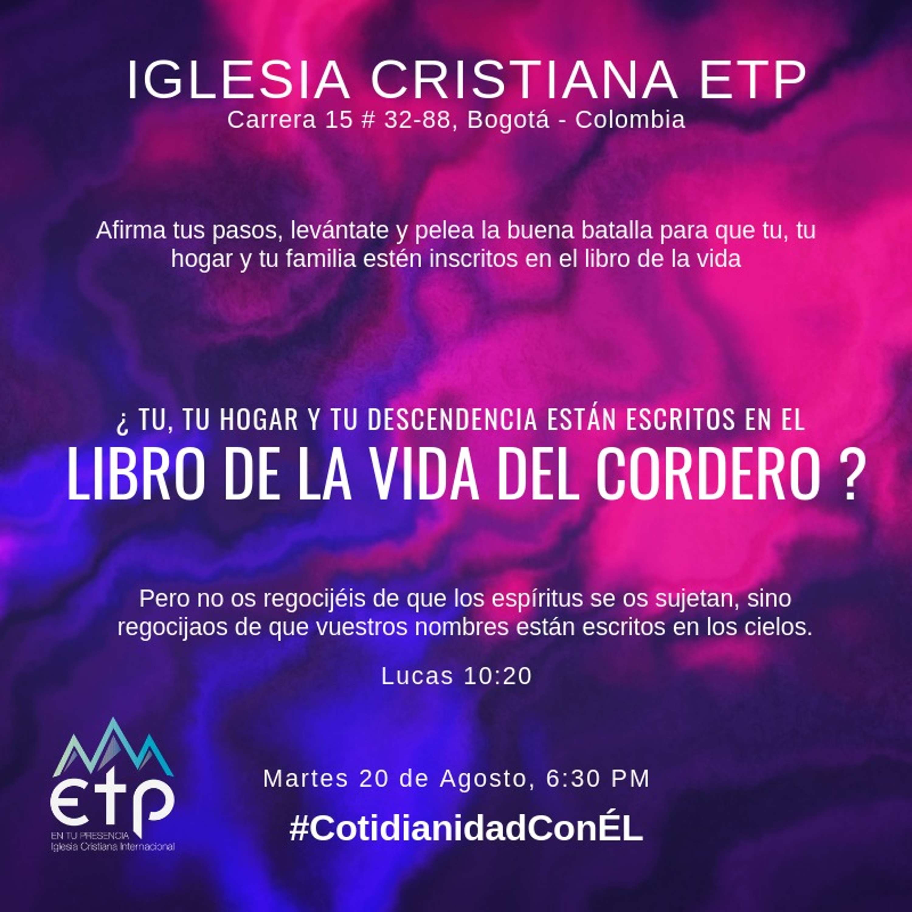 Charlas Pastores Luis Salas y Jeannette Noguera, Iglesia ETP