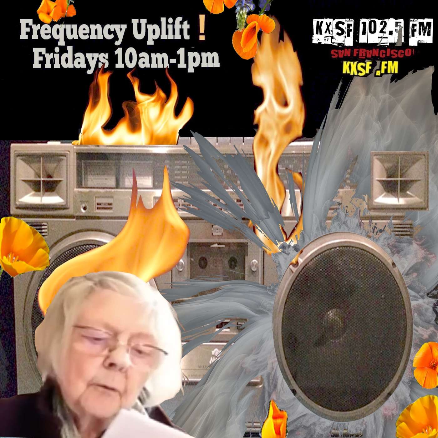 FREQUENCY UPLIFT! _FRI. 04.12.2024, survival sounds, + a poem for Gaza,  from Beverly Dahlen episode artwork