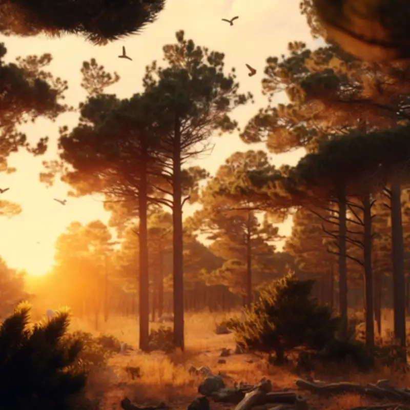 🌲 Ambient Sounds of Wind in Pine Trees and Forest Birdsong
