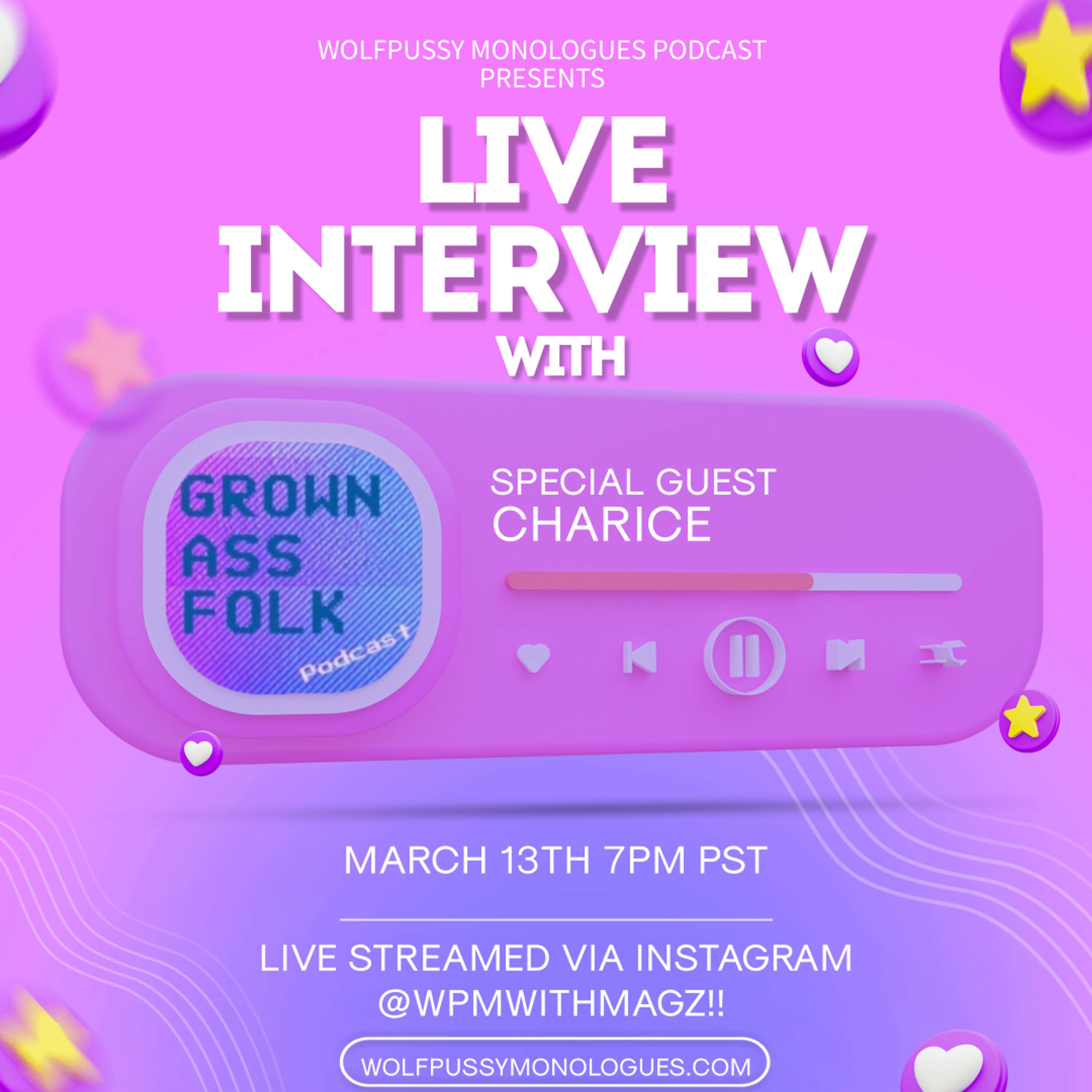 LIVE INTERVIEW WITH CHARICE OF GROWNASSFOLK PODCAST