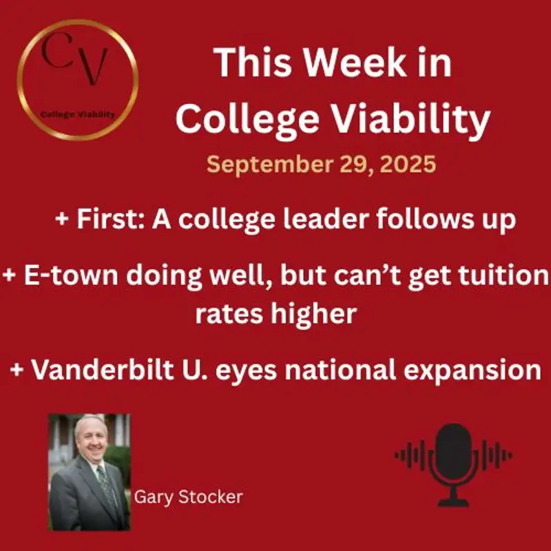 This Week In College Viability (TWICV) for Sep 29 2025