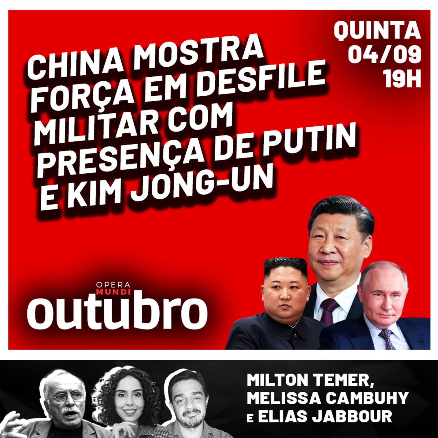 China mostra força em desfile militar com presença de Putin e Kim Jong-un